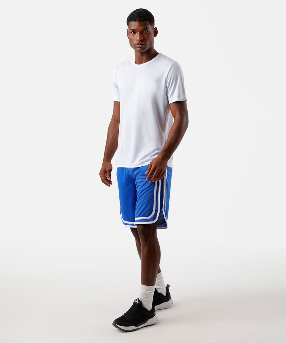 bermuda esportiva masculina com listras azul