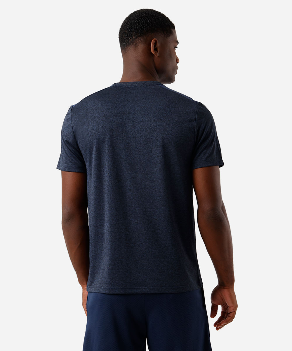camiseta masculina esportiva com recorte azul