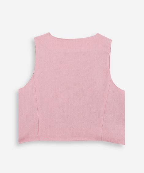 colete de alfaiataria infantil com linho rosa