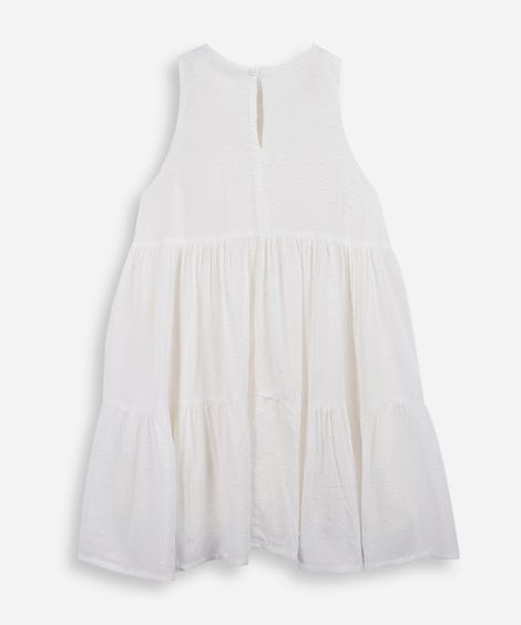 vestido infantil de viscose com recortes texturizado off white