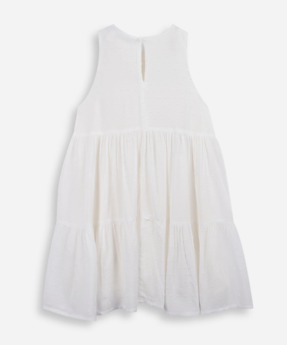 vestido infantil de viscose com recortes texturizado off white