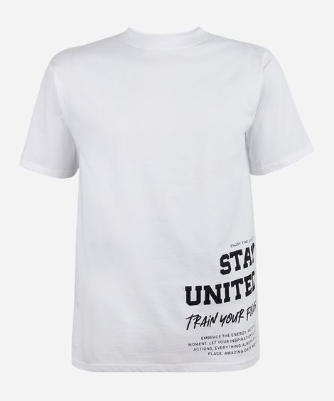 camiseta juvenil de algodão estampada off white