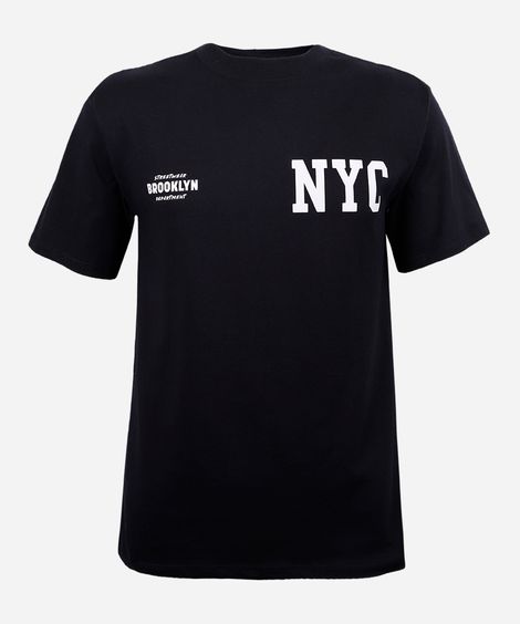 camiseta juvenil de algodão estampada preta