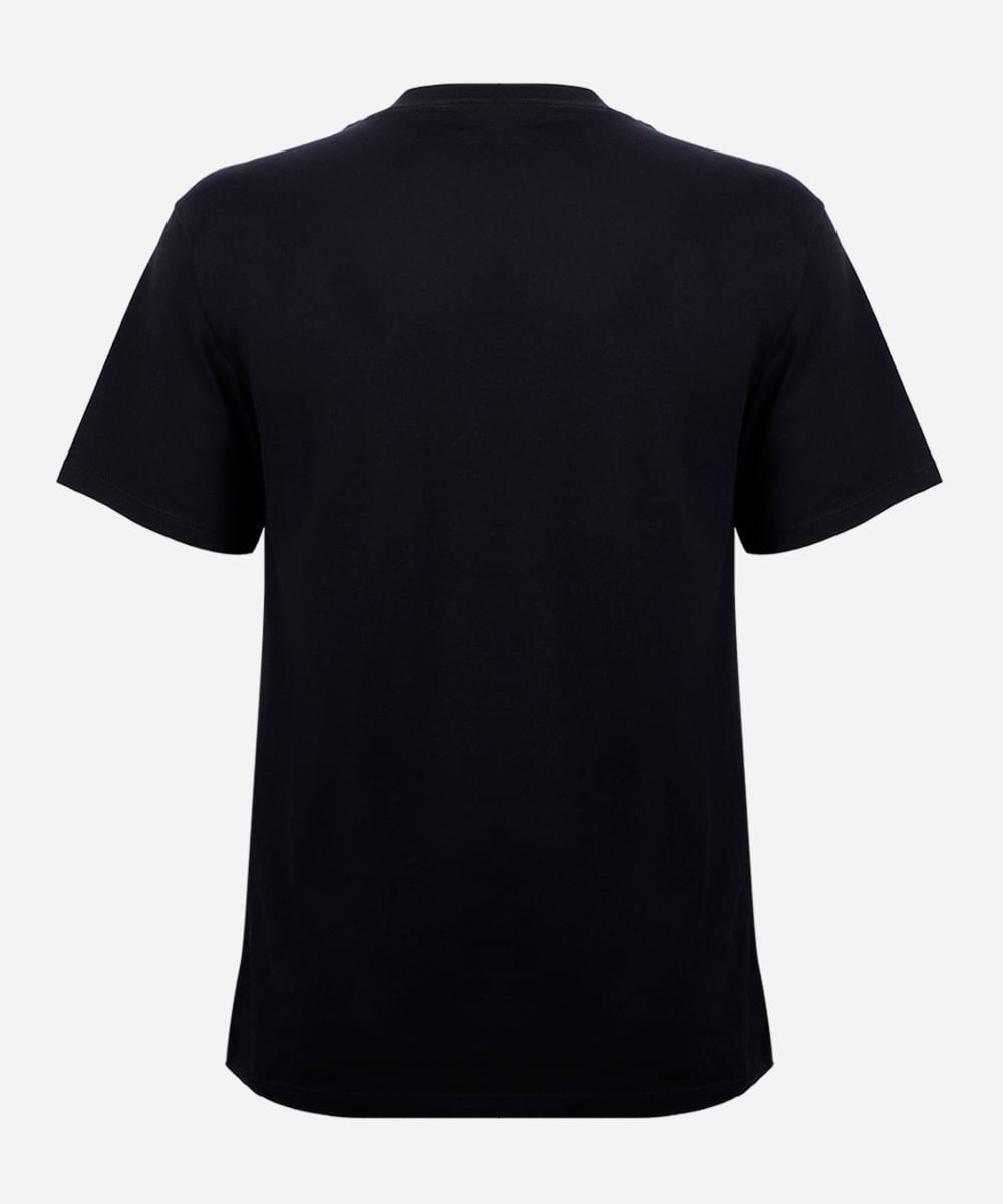 camiseta juvenil de algodão estampada preta