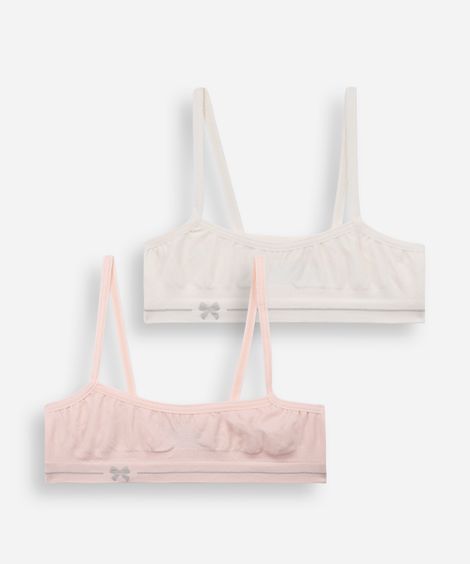 kit de 2 sutiãs infantis de poliamida delrio colorido