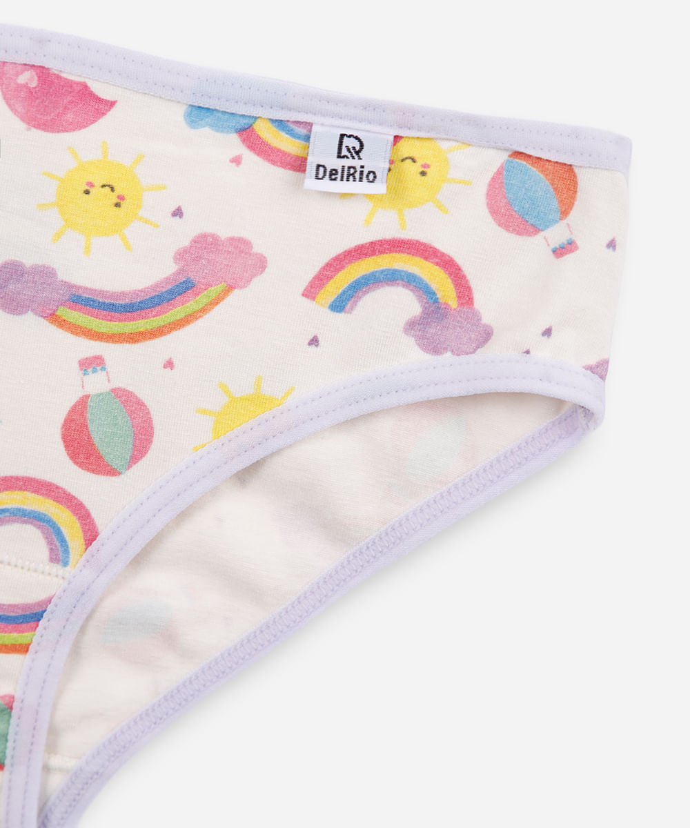 conjunto de calcinha e top infantil estampado delrio off white