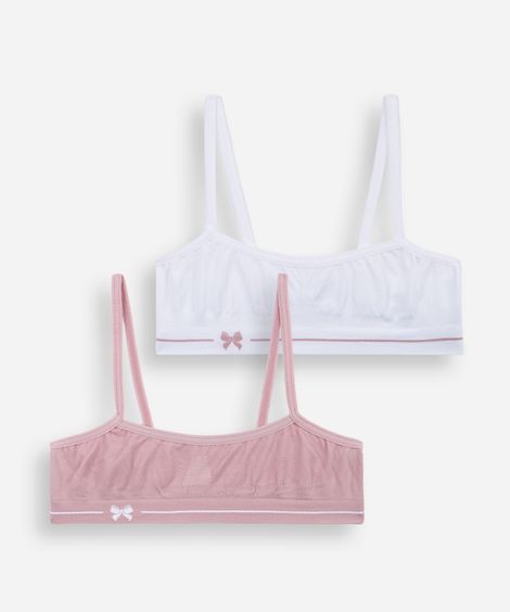 kit de 2 sutiãs infantis de poliamida delrio colorido