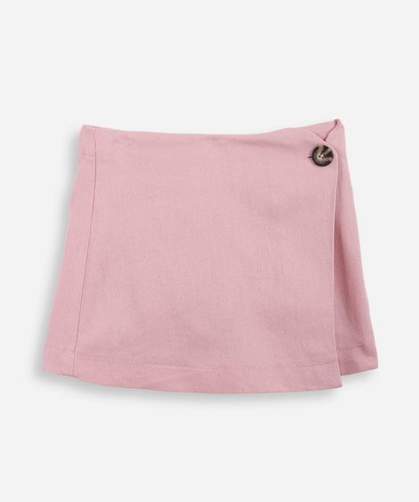 short saia infantil com linho rosa