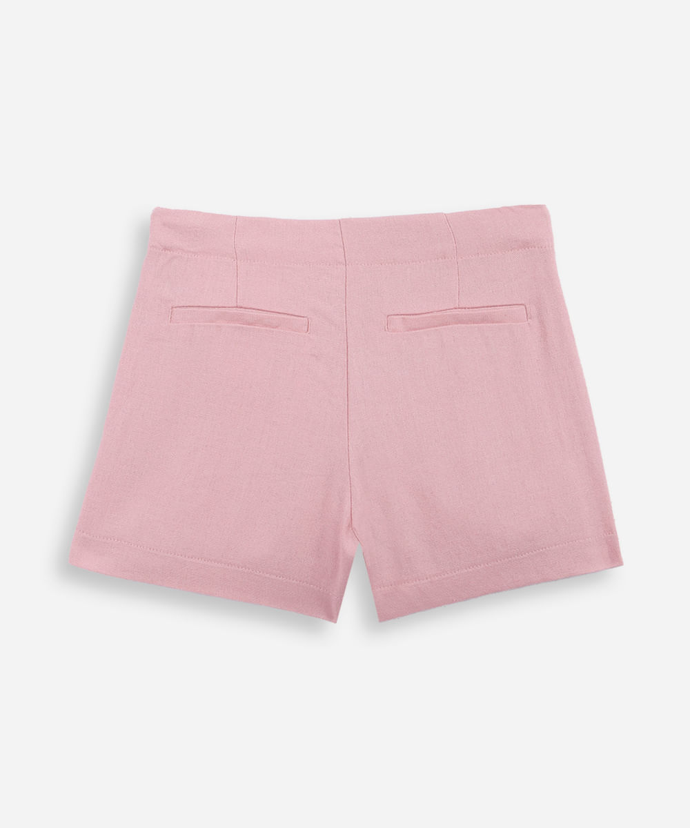 short saia infantil com linho rosa
