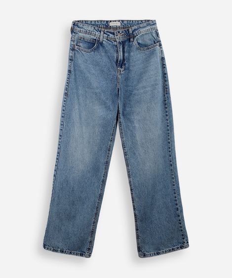 calça baggy juvenil jeans  azul