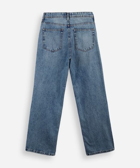 calça baggy juvenil jeans  azul