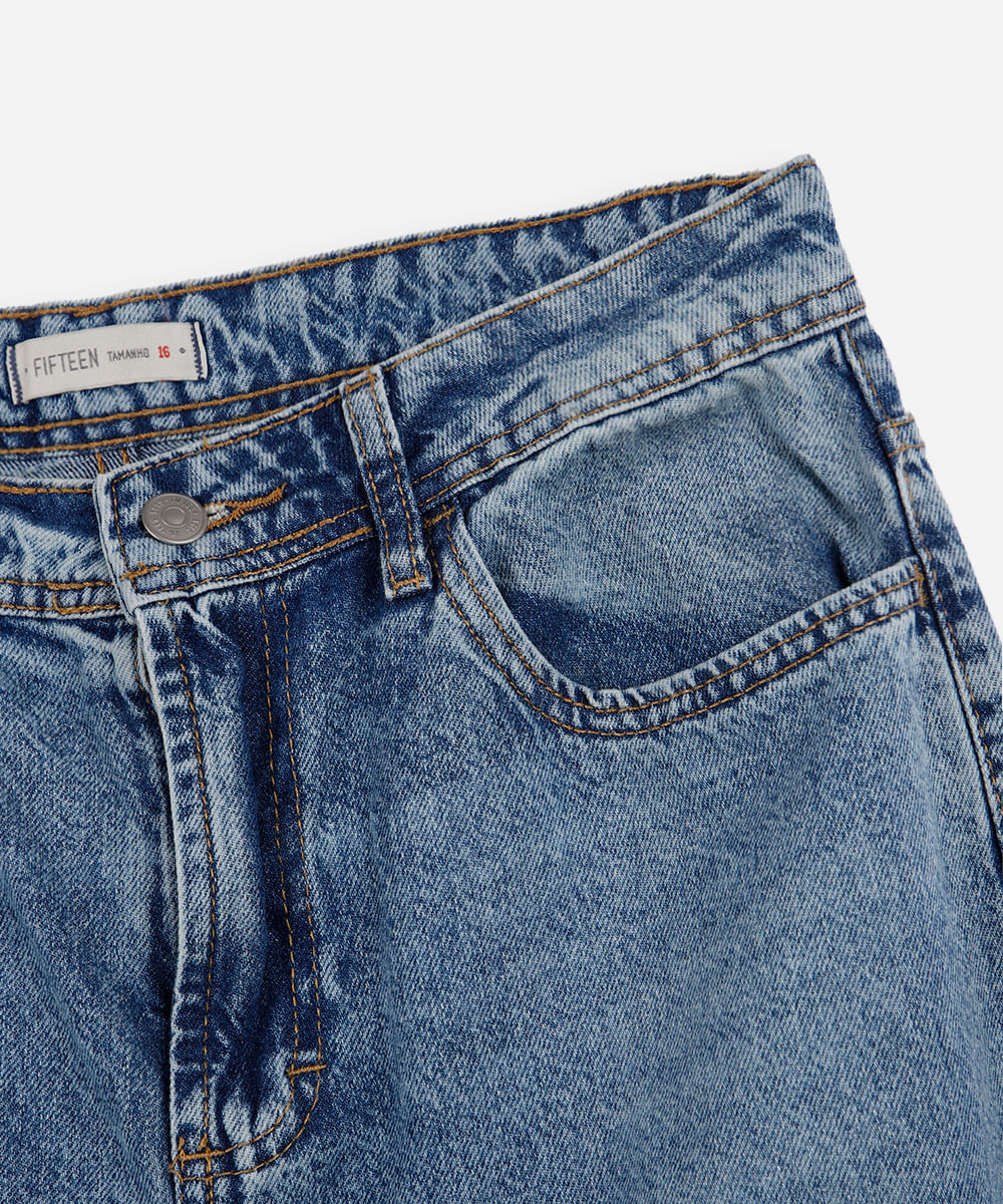 calça baggy juvenil jeans  azul