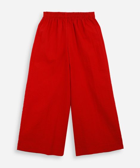 calça pijama infantil de algodão texturizada vermelha