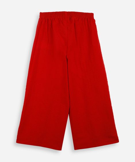 calça pijama infantil de algodão texturizada vermelha