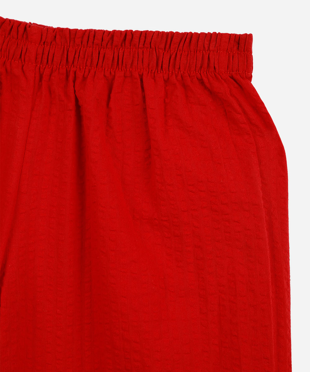 calça pijama infantil de algodão texturizada vermelha