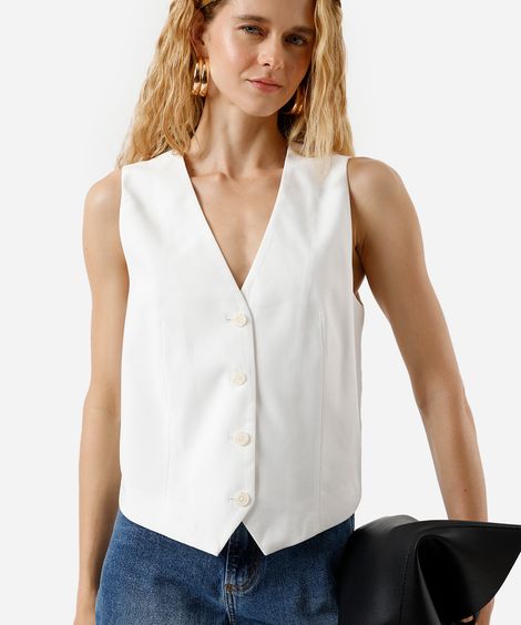 colete de alfaiataria feminino com viscose  off white