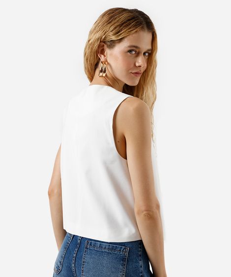 colete de alfaiataria feminino com viscose  off white