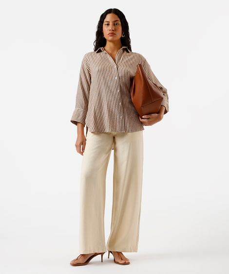 calça de alfaiataria feminina com viscose amarela