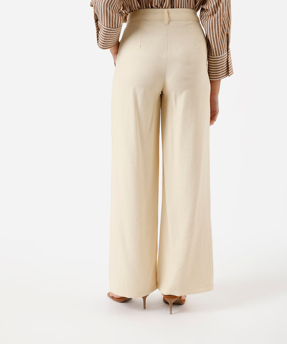 calça de alfaiataria feminina com viscose amarela