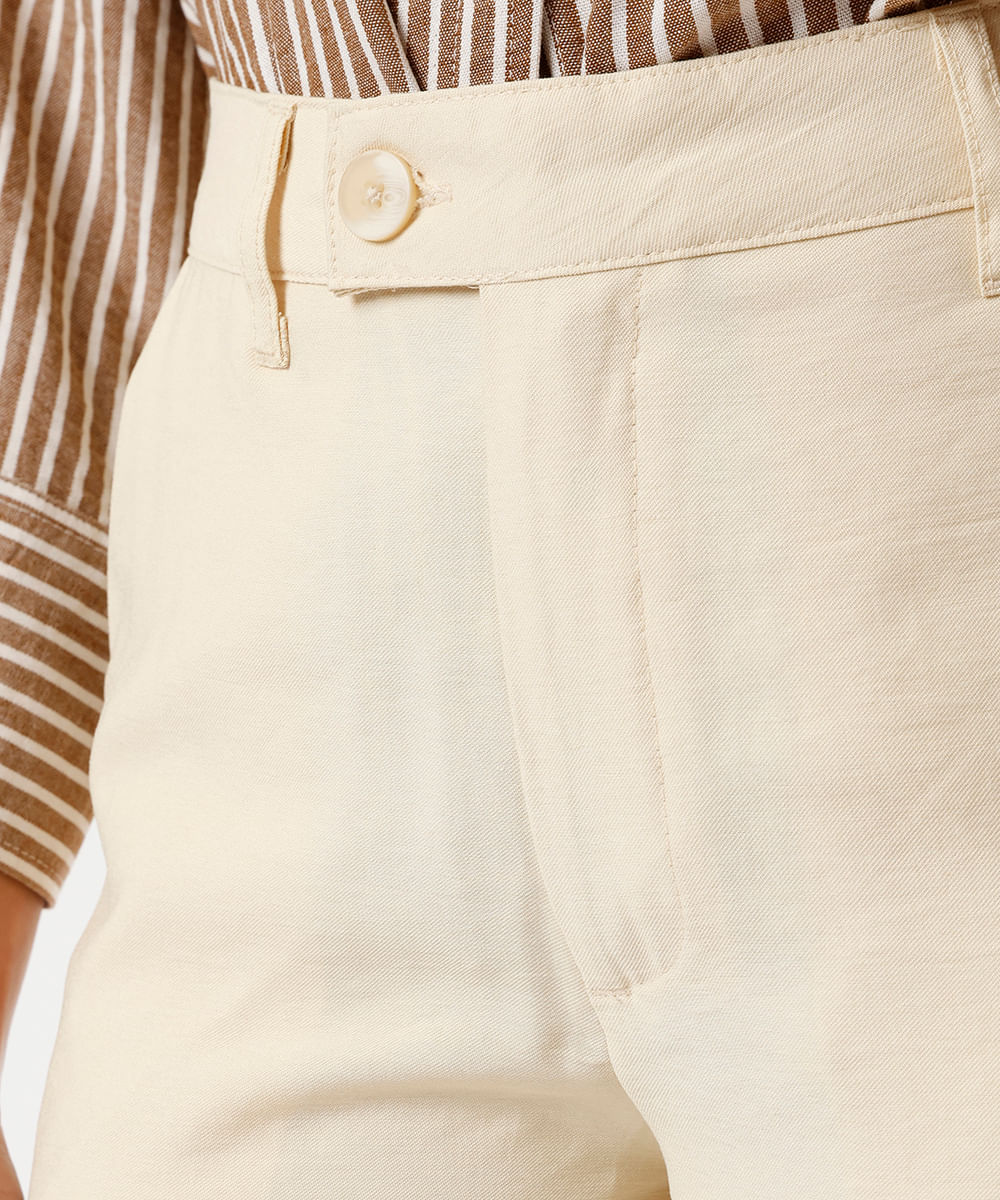 calça de alfaiataria feminina com viscose amarela