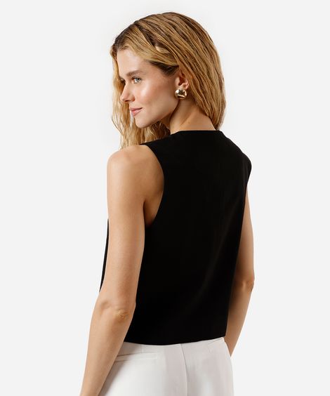 colete de alfaiataria feminino com viscose preto