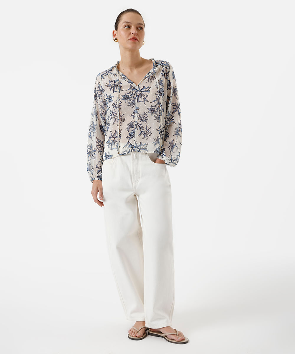 bata feminina texturizada floral colorida