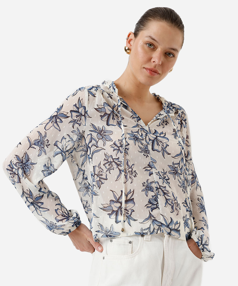 bata feminina texturizada floral colorida