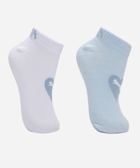 kit de 2 meias cano baixo infantis puma colorido