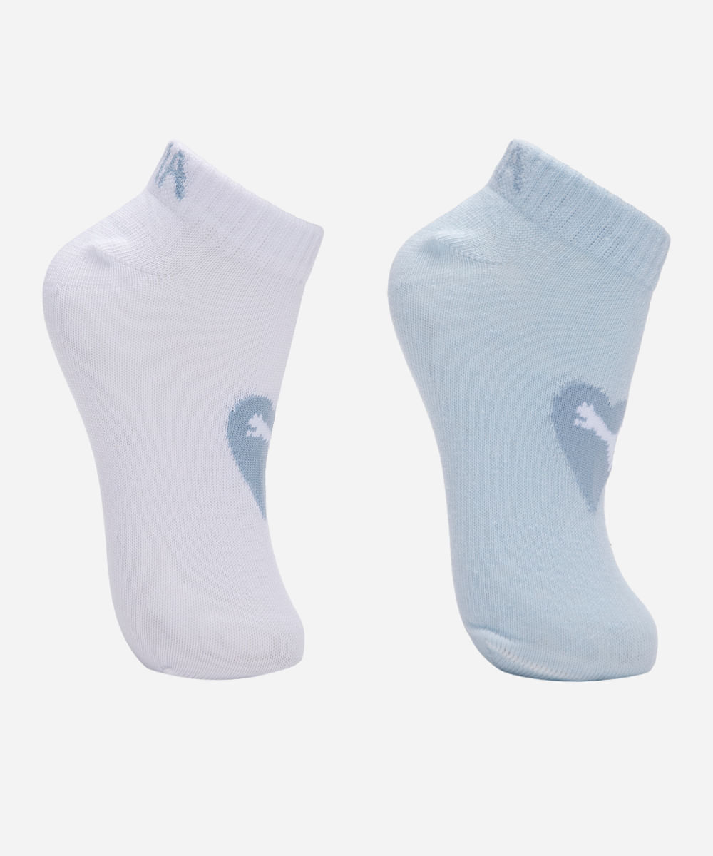 kit de 2 meias cano baixo infantis puma colorido