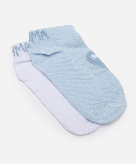 kit de 2 meias cano baixo infantis puma colorido
