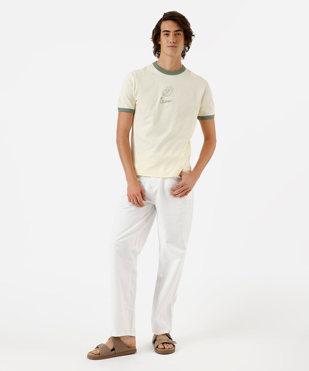 camiseta masculina de algodão bordado zé carioca amarela