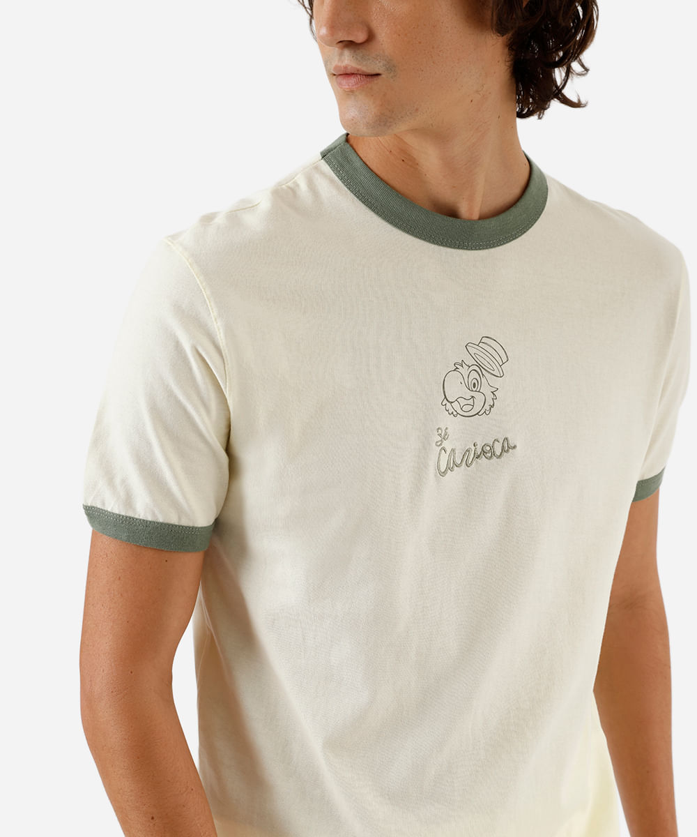 camiseta masculina de algodão bordado zé carioca amarela