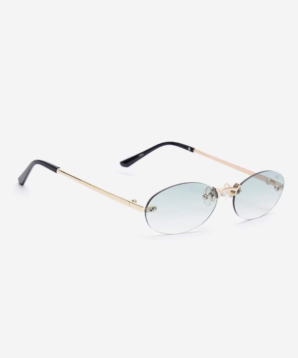 óculos de sol oval dourado