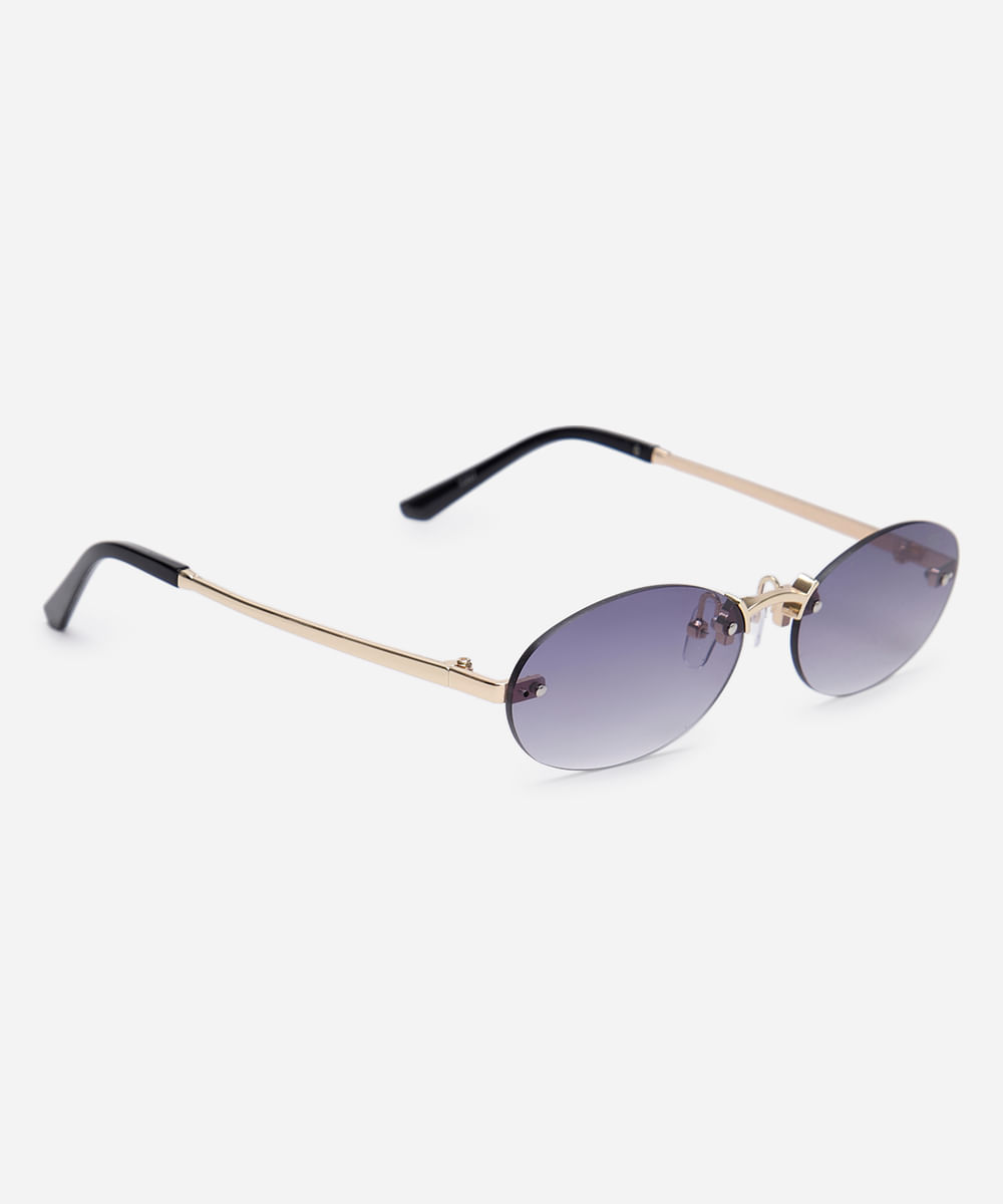 óculos de sol oval dourado