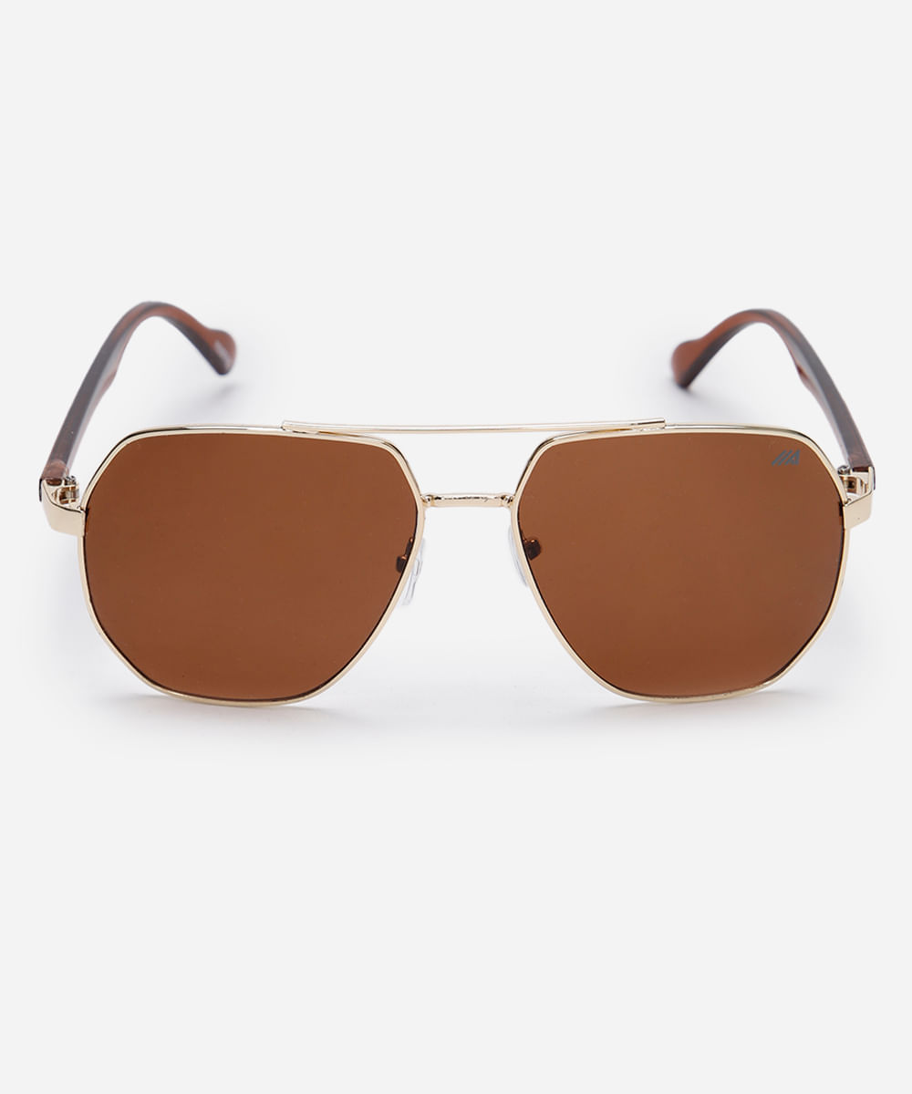 óculos de sol aviador dourado