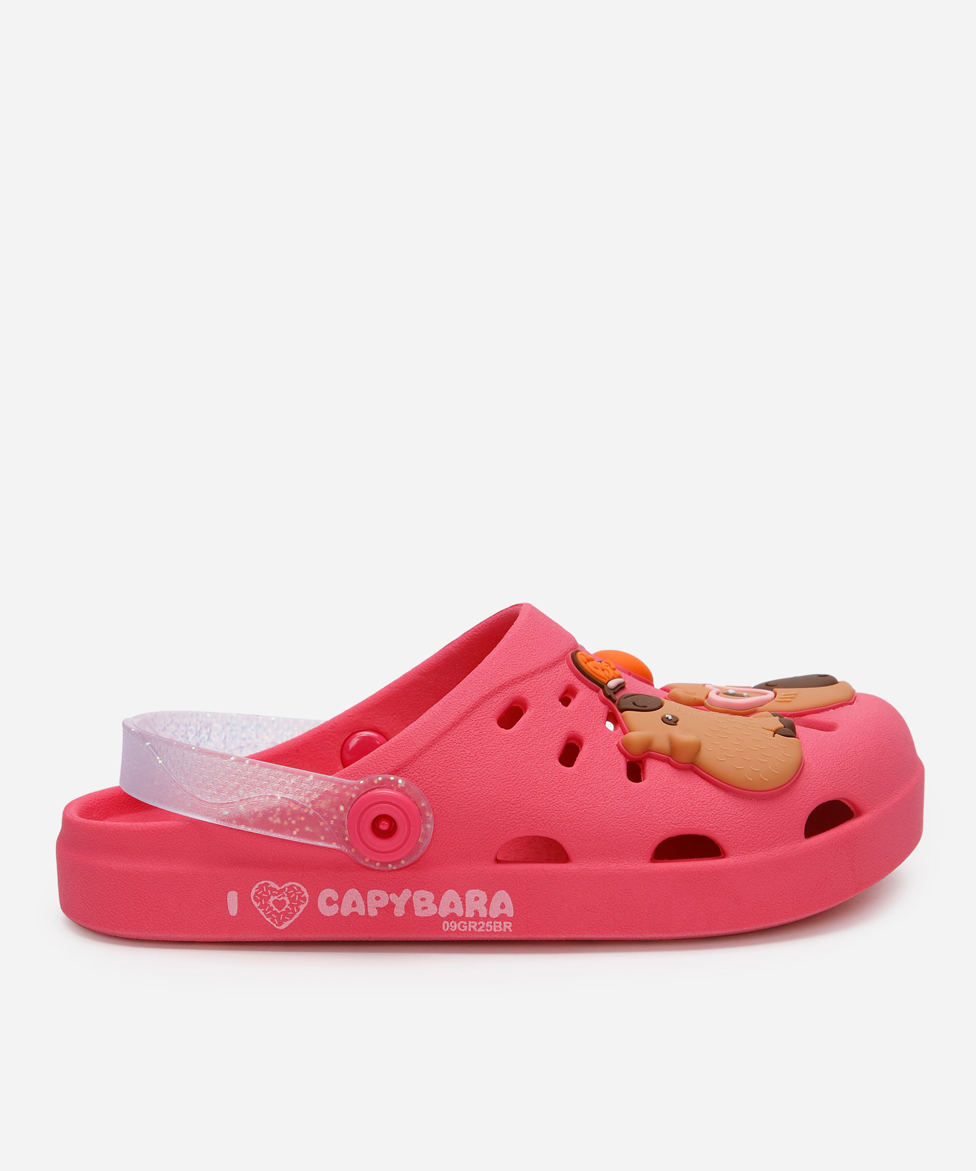 babuche infantil capivara com glitter rosa