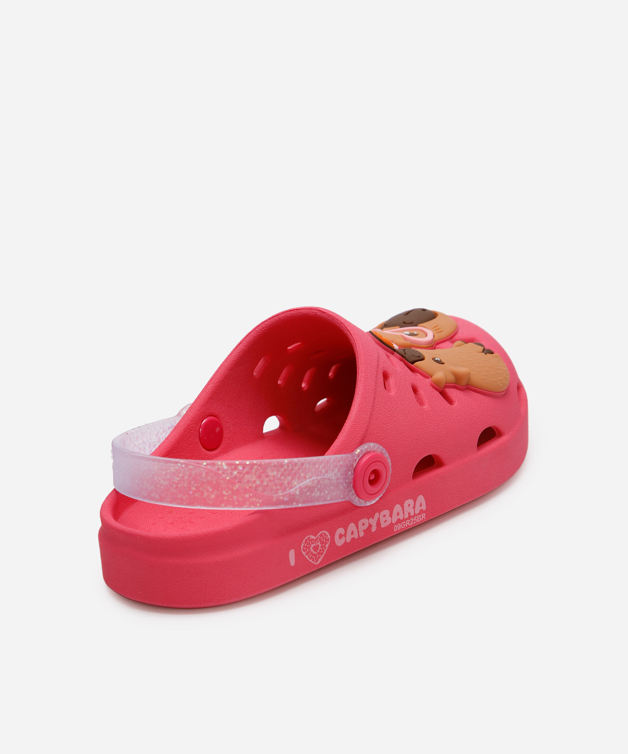 babuche infantil capivara com glitter rosa