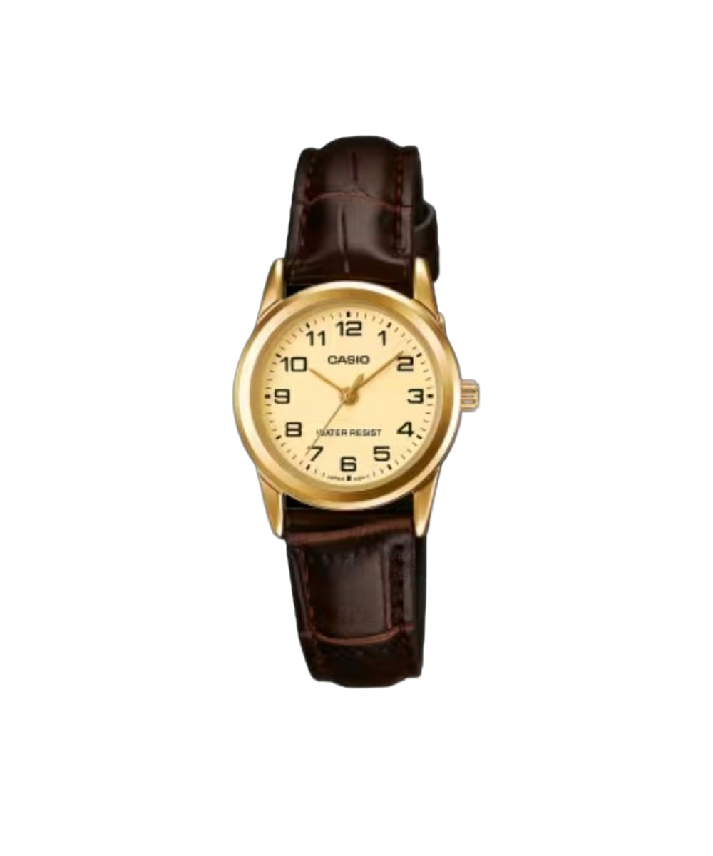 relógio feminino casio analógico ltp v001gl 9budf dourado