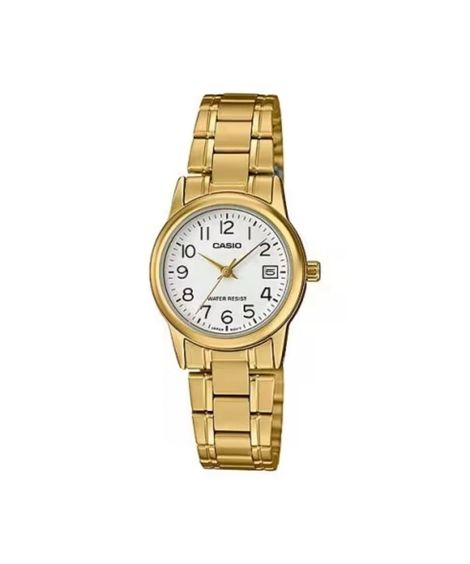 relógio feminino casio analógico ltp v002g 7b2udf dourado