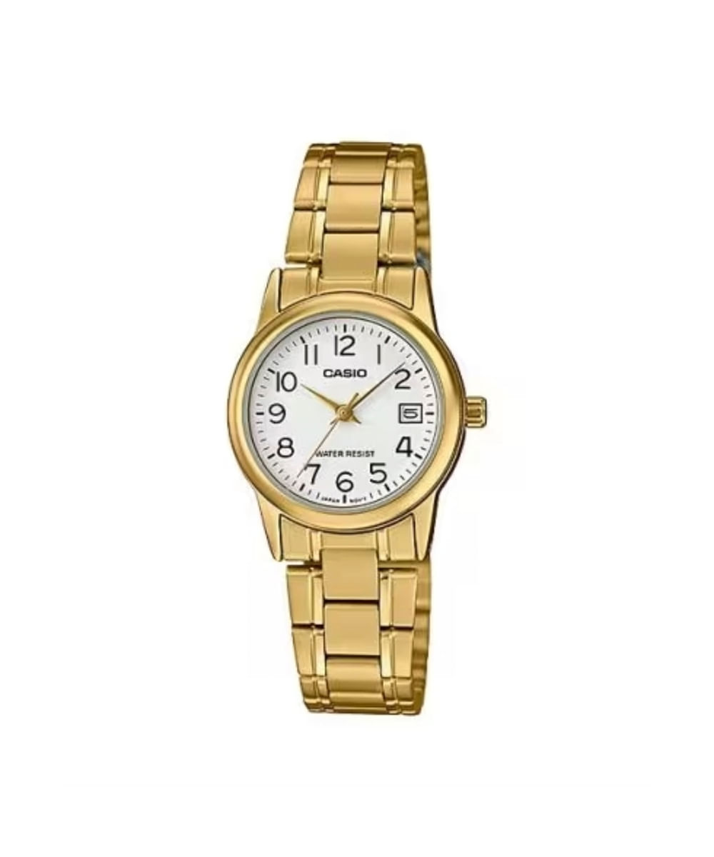relógio feminino casio analógico ltp v002g 7b2udf dourado