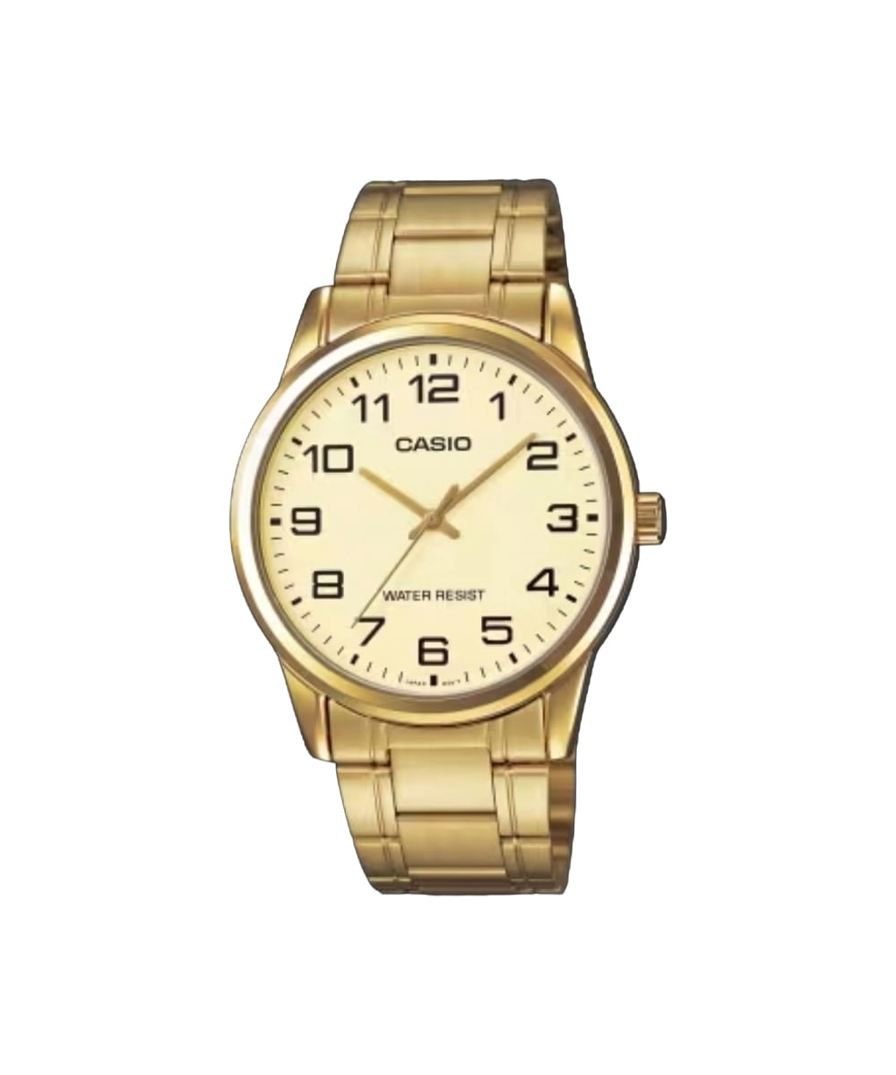 relógio masculino casio analógico mtp v001g 9budf dourado