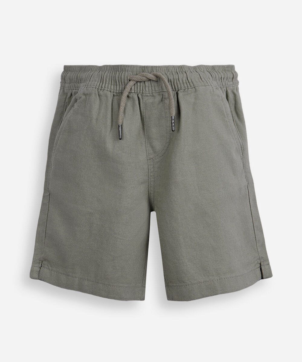 bermuda infantil de linho cós elástico verde