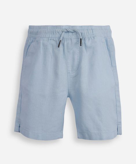 bermuda infantil de linho cós elástico azul