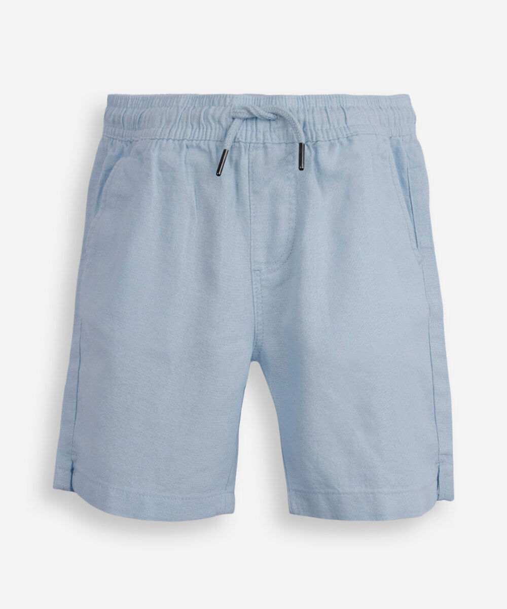 bermuda infantil de linho cós elástico azul