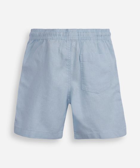 bermuda infantil de linho cós elástico azul