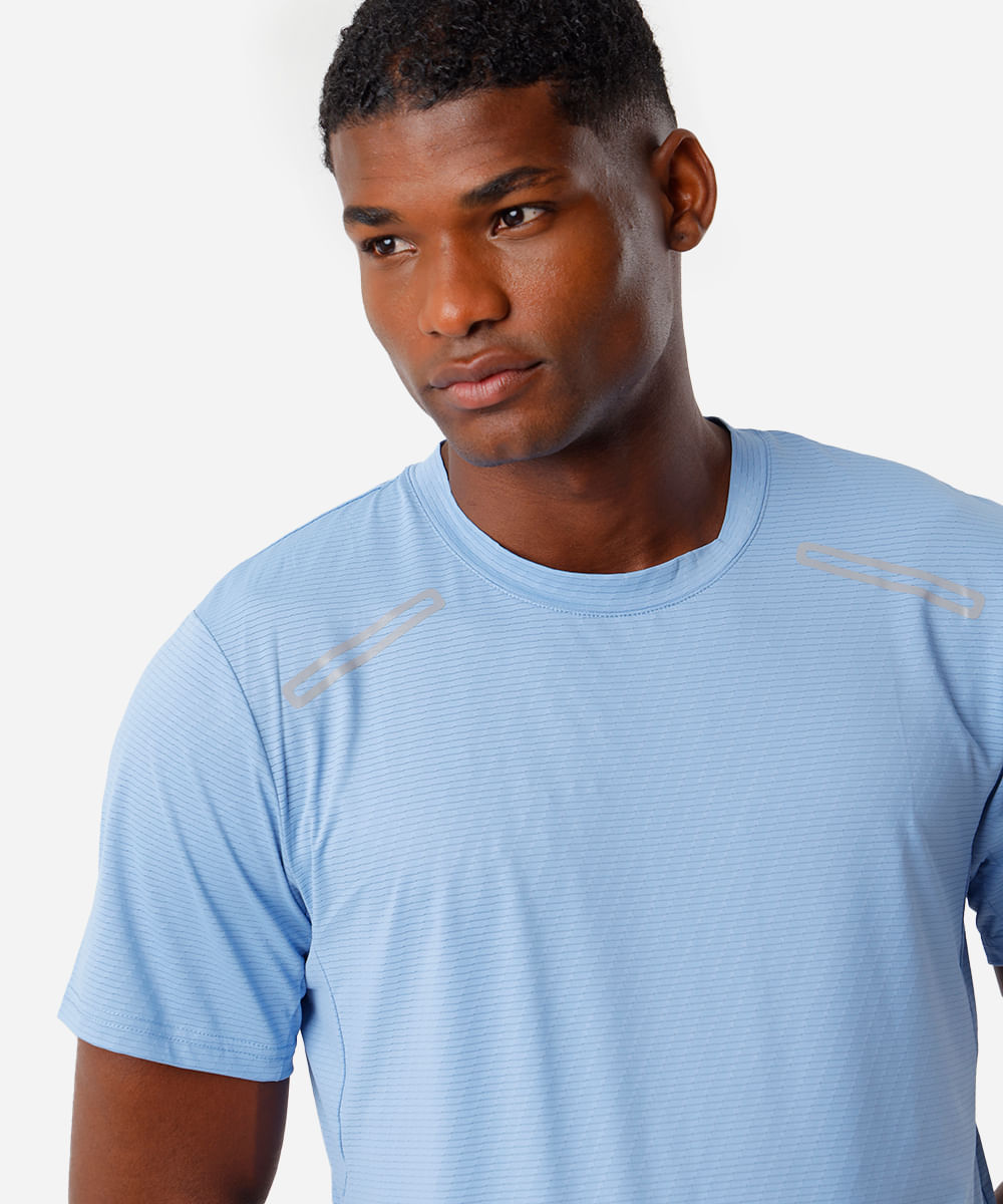 camiseta masculina esportiva texturizada azul