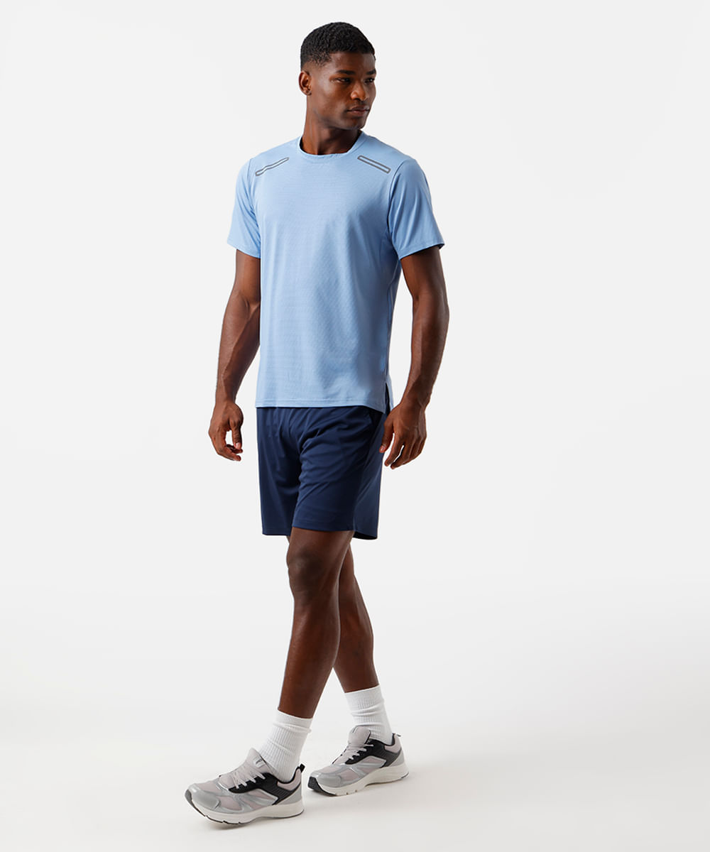 camiseta masculina esportiva texturizada azul