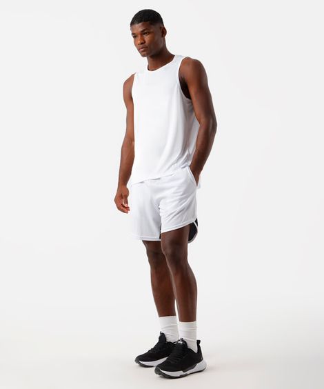 short masculino esportivo com recorte e nervura branco