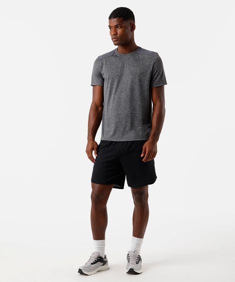 short masculino esportivo com recorte e nervura preto