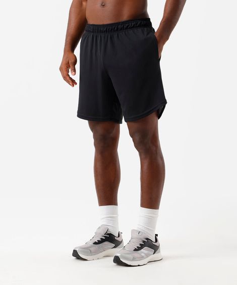 short masculino esportivo com recorte e nervura preto